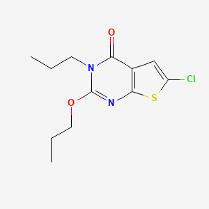 molecular formula C12H15ClN2O2S B8575864 6-chloro-2-propoxy-3-propylthieno[2,3-d]pyrimidin-4(3H)-one CAS No. 197017-03-1