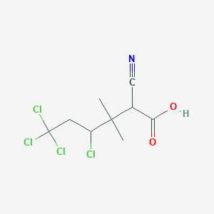 molecular formula C9H11Cl4NO2 B8577219 4,6,6,6-Tetrachloro-2-cyano-3,3-dimethylhexanoic acid CAS No. 65676-17-7