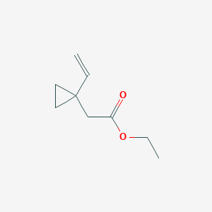 molecular formula C9H14O2 B8577496 ethyl 2-(1-vinylcyclopropyl)acetate 