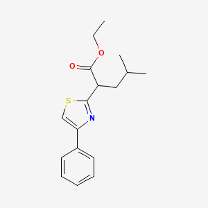 molecular formula C17H21NO2S B8577936 Ethyl 4-methyl-2-(4-phenylthiazol-2-yl)pentanoate 