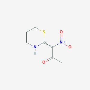 molecular formula C7H10N2O3S B8578058 1-Nitro-1-(1,3-thiazinan-2-ylidene)propan-2-one CAS No. 60516-79-2