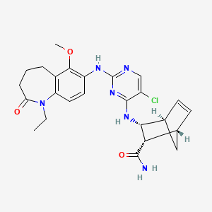 molecular formula C25H29ClN6O3 B8578587 Bicyclo[2.2.1]hept-5-ene-2-carboxamide, 3-[[5-chloro-2-[(1-ethyl-2,3,4,5-tetrahydro-6-methoxy-2-oxo-1H-1-benzazepin-7-yl)amino]-4-pyrimidinyl]amino]-, (1S,2S,3R,4R)- 