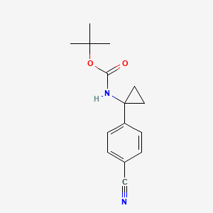 molecular formula C15H18N2O2 B8579002 Tert-butyl (1-(4-cyanophenyl)cyclopropyl)carbamate 