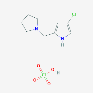 molecular formula C9H14Cl2N2O4 B8579338 4-chloro-2-(pyrrolidin-1-ylmethyl)-1H-pyrrole;perchloric acid CAS No. 62380-70-5