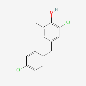 molecular formula C14H12Cl2O B8579558 2-Chloro-4-[(4-chlorophenyl)methyl]-6-methylphenol CAS No. 65053-92-1