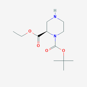 molecular formula C12H22N2O4 B8579560 (R)-1-tert-Butyl 2-ethyl piperazine-1,2-dicarboxylate 