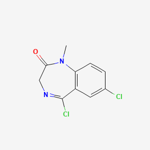 molecular formula C10H8Cl2N2O B8580815 5,7-Dichloro-1-methyl-1,3-dihydro-2H-1,4-benzodiazepin-2-one CAS No. 56967-27-2