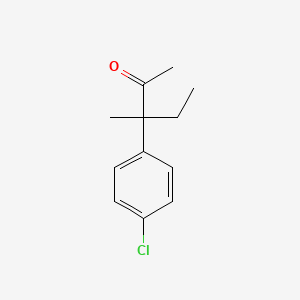molecular formula C12H15ClO B8581367 3-(4-Chlorophenyl)-3-methylpentan-2-one CAS No. 89765-30-0