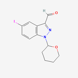 molecular formula C13H13IN2O2 B8582220 5-iodo-1-(tetrahydro-2H-pyran-2-yl)-1H-indazole-3-carbaldehyde 