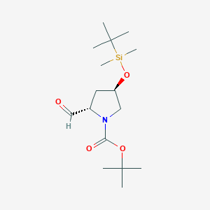 molecular formula C16H31NO4Si B8583054 tert-Butyl (2S,4R)-4-((tert-butyldimethylsilyl)oxy)-2-formylpyrrolidine-1-carboxylate 