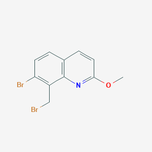 molecular formula C11H9Br2NO B8583340 7-Bromo-8-bromomethyl-2-methoxyquinoline 