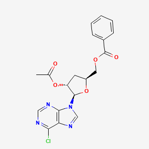 molecular formula C19H17ClN4O5 B8583374 ((2S,4R,5R)-4-Acetoxy-5-(6-chloro-9H-purin-9-yl)tetrahydrofuran-2-yl)methyl benzoate 