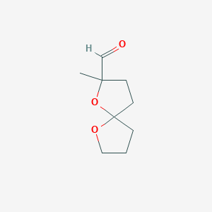 molecular formula C9H14O3 B8584406 2-Methyl-1,6-dioxaspiro[4.4]nonane-2-carbaldehyde CAS No. 88664-54-4