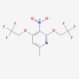 molecular formula C10H8F6N2O4 B8584693 6-Methyl-3-nitro-2,4-bis(2,2,2-trifluoroethoxy)pyridine CAS No. 754989-43-0