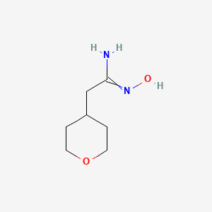 molecular formula C7H14N2O2 B8584717 N inverted exclamation mark -Hydroxy-2-(tetrahydro-2H-pyran-4-yl)acetimidamide 