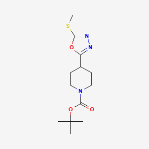 molecular formula C13H21N3O3S B8584941 Tert-butyl 4-[5-(methylsulfanyl)-1,3,4-oxadiazol-2-yl]piperidine-1-carboxylate 
