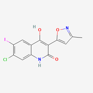 molecular formula C13H8ClIN2O3 B8585205 7-chloro-4-hydroxy-6-iodo-3-(3-methylisoxazol-5-yl)quinolin-2(1H)-one 
