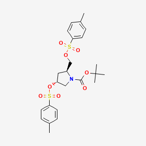 molecular formula C24H31NO8S2 B8585279 tert-Butyl (2S,4R)-4-(tosyloxy)-2-((tosyloxy)methyl)pyrrolidine-1-carboxylate 