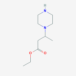 molecular formula C10H20N2O2 B8585467 Ethyl 3-(piperazin-1-yl)butanoate 