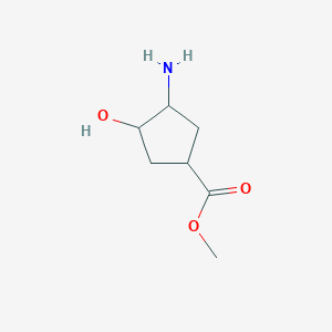 molecular formula C7H13NO3 B8586012 Methyl 3-amino-4-hydroxycyclopentane-1-carboxylate 