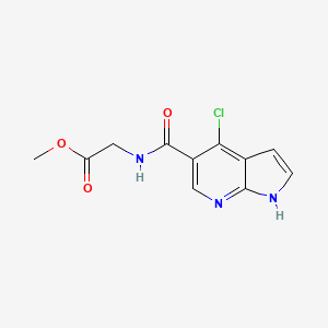 molecular formula C11H10ClN3O3 B8586369 Glycine, N-[(4-chloro-1H-pyrrolo[2,3-B]pyridin-5-YL)carbonyl]-, methyl ester 