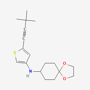 molecular formula C18H25NO2S B8586692 N-(5-(3,3-Dimethylbut-1-ynyl)thiophen-3-yl)-1,4-dioxaspiro[4.5]decan-8-amine 