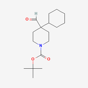 molecular formula C17H29NO3 B8586839 Tert-butyl 4-cyclohexyl-4-formylpiperidine-1-carboxylate 