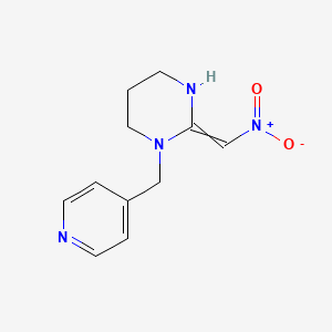 molecular formula C11H14N4O2 B8586946 Pyrimidine, hexahydro-2-(nitromethylene)-1-(4-pyridinylmethyl)- CAS No. 100553-55-7