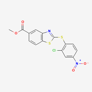 molecular formula C15H9ClN2O4S2 B8586959 methyl 2-(2-chloro-4-nitrophenyl)sulfanyl-1,3-benzothiazole-5-carboxylate 