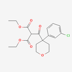 molecular formula C19H23ClO6 B8587994 Diethyl 2-(4-(3-chlorophenyl)-tetrahydro-2H-pyran-4-carbonyl)malonate 