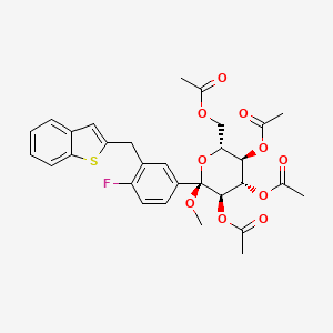 molecular formula C30H31FO10S B8589147 (2S,3R,4S,5R,6R)-6-(Acetoxymethyl)-2-(3-(benzo[b]thiophen-2-ylmethyl)-4-fluorophenyl)-2-methoxytetrahydro-2H-pyran-3,4,5-triyl triacetate 