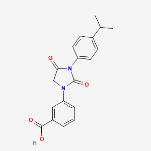 molecular formula C19H18N2O4 B8589196 Benzoic acid, 3-[3-[4-(1-methylethyl)phenyl]-2,4-dioxo-1-imidazolidinyl]- CAS No. 651748-50-4