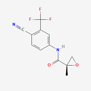 molecular formula C12H9F3N2O2 B8589257 (2S)-N-[3-(Trifluoromethyl)-4-cyanophenyl]-2-methyloxirane-2alpha-carboxamide 