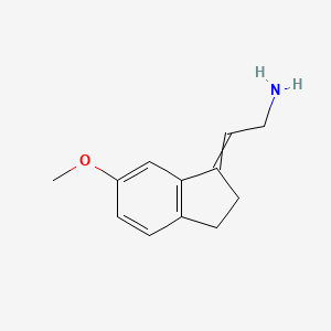 molecular formula C12H15NO B8589474 2-(6-Methoxyindan-1-ylidene)ethylamine 