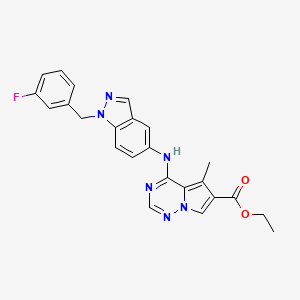 molecular formula C24H21FN6O2 B8589918 4-[1-(3-Fluoro-benzyl)-1H-indazol-5-ylamino]-5-methyl-pyrrolo[2,1-f][1,2,4]triazine-6-carboxylic acid ethyl ester 