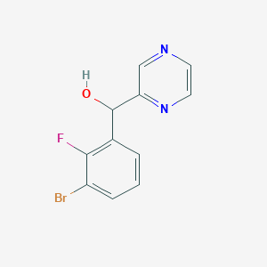 molecular formula C11H8BrFN2O B8590226 (3-Bromo-2-fluorophenyl)(pyrazin-2-yl)methanol 