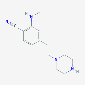 molecular formula C14H20N4 B8590285 2-(Methylamino)-4-(2-piperazin-1-ylethyl)benzonitrile 