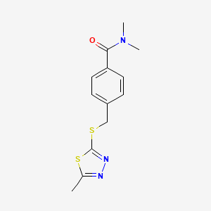 molecular formula C13H15N3OS2 B8590844 N,N-dimethyl-4-(((5-methyl-1,3,4-thiadiazol-2-yl)thio)methyl)benzamide 