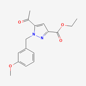 molecular formula C16H18N2O4 B8591993 Ethyl 5-acetyl-1-[(3-methoxyphenyl)methyl]pyrazole-3-carboxylate 