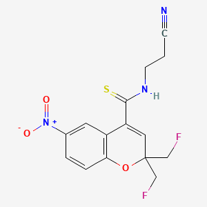 molecular formula C15H13F2N3O3S B8593540 N-(2-CYANOETHYL)-2,2-BISFLUOROMETHYL-6-NITRO-2H-1-BENZOPYRAN-4-CARBOTH IOAMIDE 