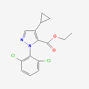 molecular formula C15H14Cl2N2O2 B8594882 Ethyl4-cyclopropyl-1-(2,6-dichlorophenyl)-1H-pyrazole-5-carboxylate 