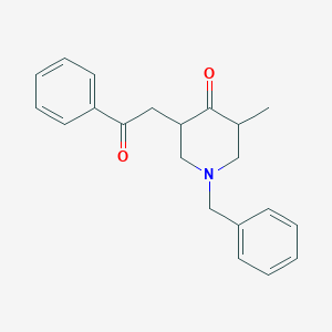 molecular formula C21H23NO2 B8594972 1-Benzyl-3-methyl-5-(2-oxo-2-phenylethyl)piperidin-4-one CAS No. 62329-15-1