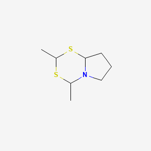 molecular formula C8H15NS2 B8595188 Pyrrolidino[1,2-e]-4H-1,3,5-dithiazine, 2,4-dimethyl 