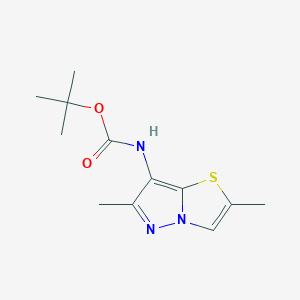 molecular formula C12H17N3O2S B8595557 tert-butyl N-(2,6-dimethylpyrazolo[5,1-b][1,3]thiazol-7-yl)carbamate 