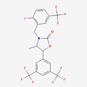 molecular formula C20H13F9INO2 B8595898 2-Oxazolidinone, 5-[3,5-bis(trifluoromethyl)phenyl]-3-[[2-iodo-5-(trifluoromethyl)phenyl]methyl]-4-methyl-, (4S,5R)- 