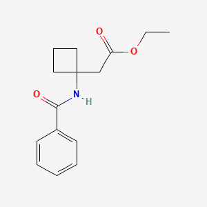 molecular formula C15H19NO3 B8595914 Ethyl 2-(1-benzamidocyclobutyl)acetate 