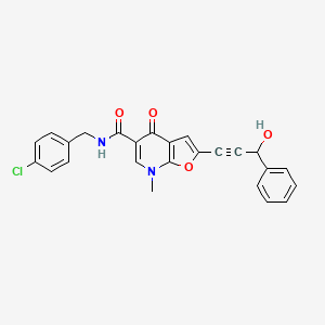 N-(4-Chlorobenzyl)-2-(3-hydroxy-3-phenyl-1-propyn-1-yl)-7-methyl-4-oxo-4,7-dihydrofuro[2,3-b]pyridine-5-carboxamide