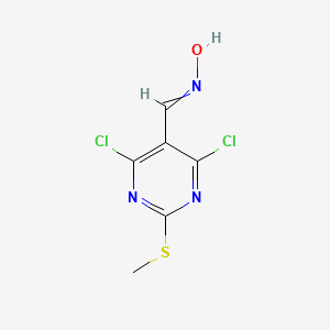 molecular formula C6H5Cl2N3OS B8596090 4,6-Dichloro-2-(methylthio)pyrimidine-5-carbaldehyde oxime 