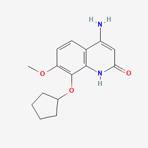 molecular formula C15H18N2O3 B8596276 4-amino-8-(cyclopentyloxy)-7-methoxyquinolin-2(1H)-one 
