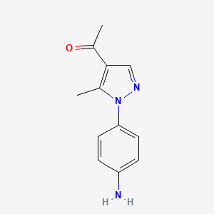 molecular formula C12H13N3O B8596310 1-[1-(4-aminophenyl)-5-methyl-1H-pyrazol-4-yl]ethanone 
